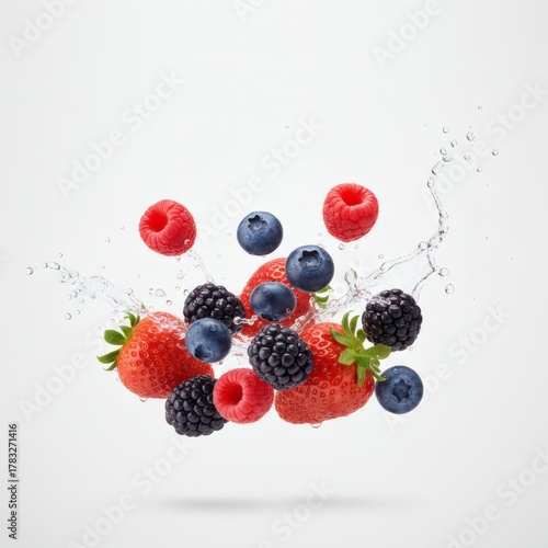 Premium Mixed Fresh Fruits on White Background with Copy Space