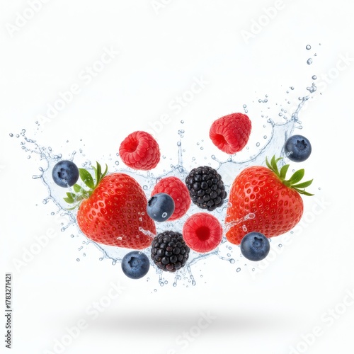 Premium Mixed Fresh Fruits on White Background with Copy Space