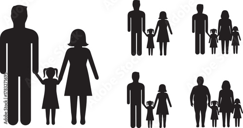 Family Silhouette Icons Prompt and Tags