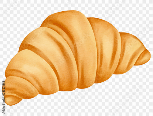 Watercolor croissant illustration for Thanksgiving breakfast and holiday design. Vector.
