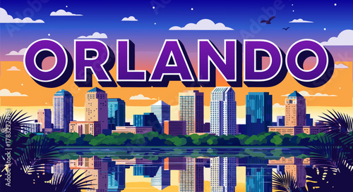 Orlando Skyline Illustration A Vibrant Cityscape Reflection