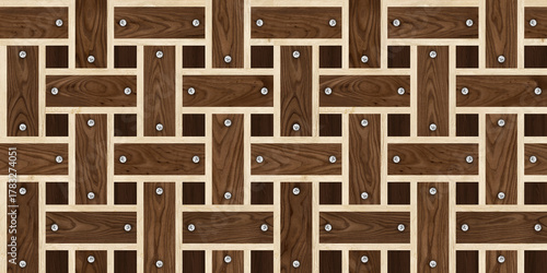 Fototapeta Naklejka Na Ścianę i Meble -  3D wooden.seamless pattern of wooden. wood panel design. abstract background.