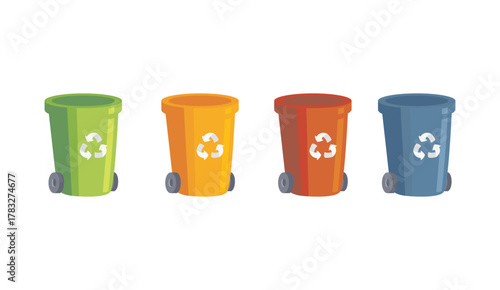 Colorful recycling bins vector illustration