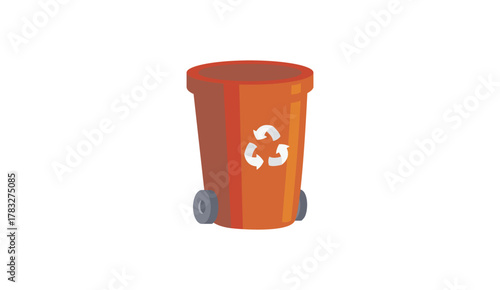 Red recycling bin vector illustration isolated on white background 