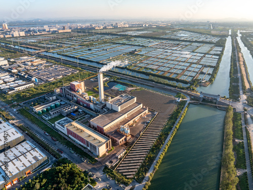 Aerial view of a waste to energy power plant