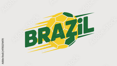 Brazil Typography Vector Design with National Flag Colors