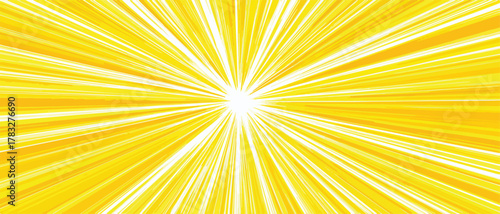 Bright yellow abstract background with radiating light beams emanating from the center.