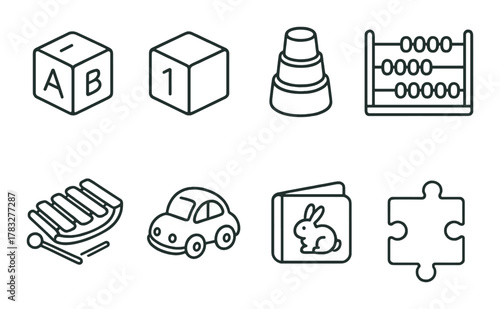 Outline of educational toys and blocks for children’s learning and development