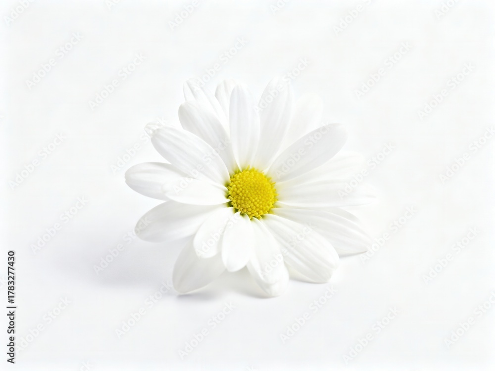 Fototapeta premium Close-up of a White Daisy Flower on a Pure White Background