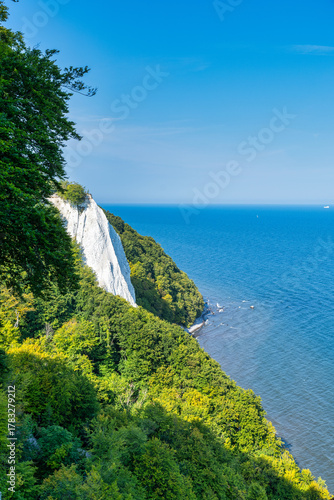 Fototapeta Naklejka Na Ścianę i Meble -  A view of the Koenigsstuhl from Victoria's viewpoint onto the chalk cliffs of the Baltic Sea