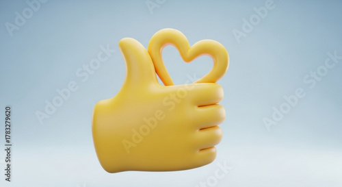 Thumbs up heart love like hand gesture social media positive feedback emoji icon vector illustration design