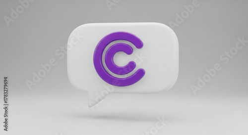 Purple letter c logo design in white speech bubble for creative branding and communication concept design