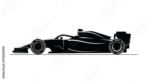 Minimalist Silhouette Detailed Racing Car Single Seat Vehicle Illustration