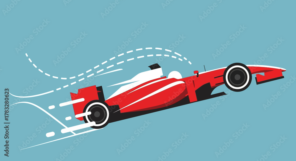 Obraz premium Minimalist Style Formula One Racing Car Speeding Illustration Design