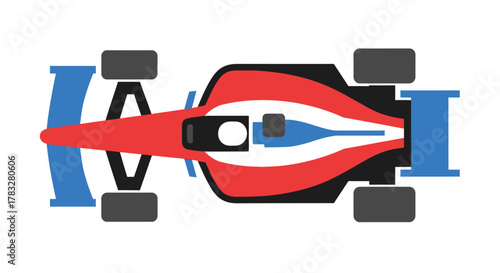 Top View Flat Design Race Car Illustration Sport Automotive Vehicle