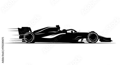 Minimalist Silhouette Formula Racing Car Speeding Fast Transportation Artwork