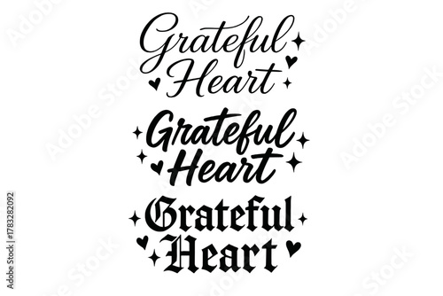 Grateful Heart Calligraphy. Grateful Heart. Create a calligraphy lettering illustration of the phrase:
