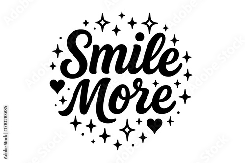 Smile More Artistry. “Smile More”. modern hand lettering, smooth curves, balanced composition, clear readable