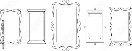 Vector illustration of a decorative antique gold chain border set on a blank vintage wooden picture frame for an empty gallery wall exhibition art space