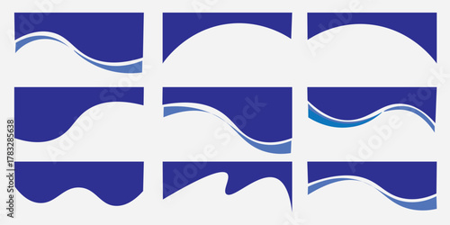 Collection of dividers shape templates. Modern separator header for website and app. Curve lines, wave collection of abstract design element for top and bottom page web site.