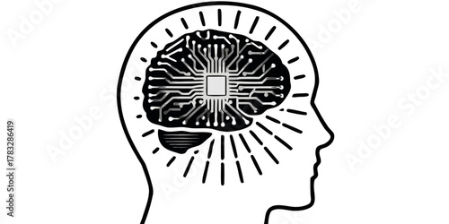 “3D render of glowing brain circuit inside a transparent head — artificial intelligence innovation — background remove.”