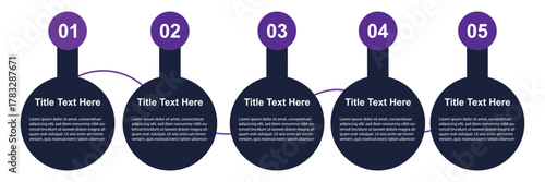 5 steps for Business management infographic with Glassmorphism effect.  Vector illustration. EPS 10