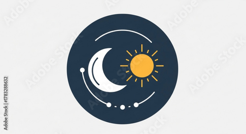 Day and night cycle illustration of sun and moon weather forecast icon design vector graphic element concept