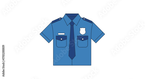 Illustration of a Blue Police Uniform Shirt.