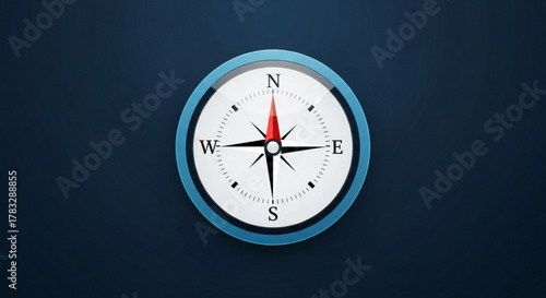 Compass navigation tool for direction finding and travel planning with north south east and west points