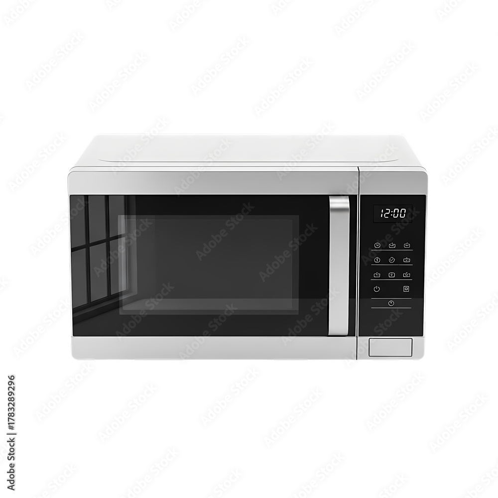 Fototapeta premium Modern microwave oven ready to use in a contemporary kitchen
