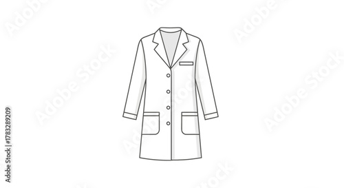 Outline Illustration of a Lab Coat for Medical Professionals.