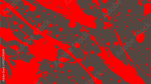 Red paint splatter background with artistic texture. This vector illustration features vibrant dynamics in a flat abstract set.