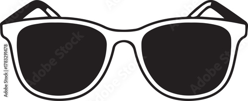 Classic Black and White Sunglasses Icon Retro Flat Vector Illustration
