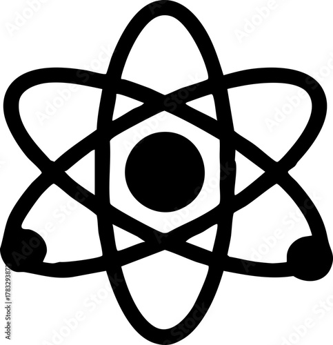 Dynamic atomic symbol represents scientific discovery, innovation, and the power of fundamental research in a clean, modern design for educational and tech contexts.