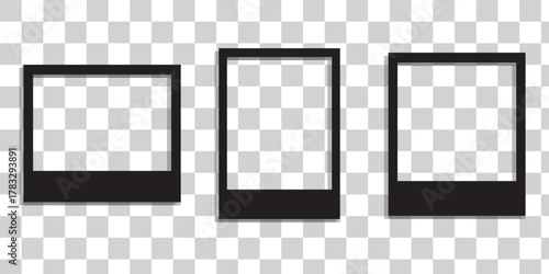 Realistic polaroid empty photo frame mock up with shadow Vector illustration