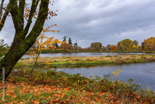 Beautiful lake view in autumn season