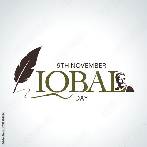 Iqbal day, 9th november. Allama iqbal national poet of Paikistan , editorial design suitable for posters and banner	