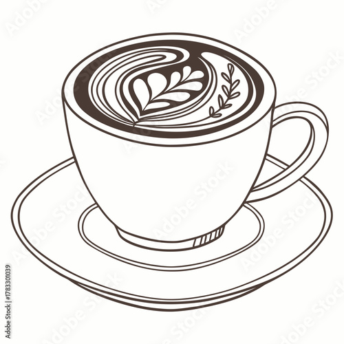 Latte art in a cup, a delightful coffee treat