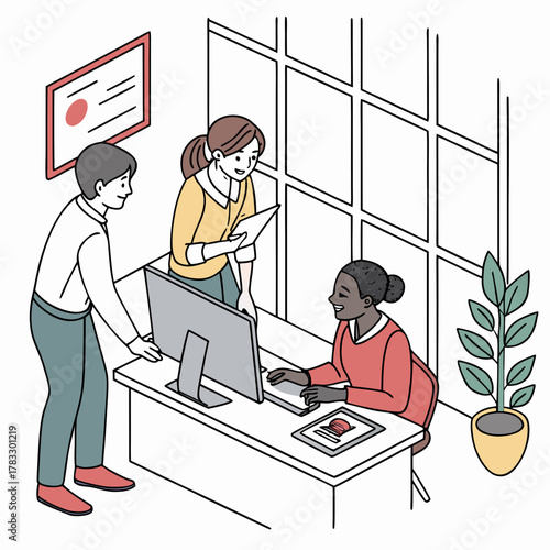 Teamwork in the office colleagues collaborating on a project