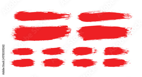 Red brush strokes arranged on a white background art vector design , set of watercolor paint strokes
