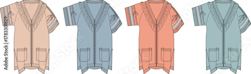 Fashion Illustration Collection of Colorful Medical Scrubs in Various Designs and Shades for Healthcare Professionals