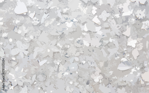 Fundo vetorial abstrato com uma textura deslumbrante de fragmentos brilhantes em tons de branco e cinza, perfeito para designs gráficos festivos e sofisticados.