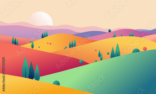 Colorful Abstract Landscape Vector Illustration
