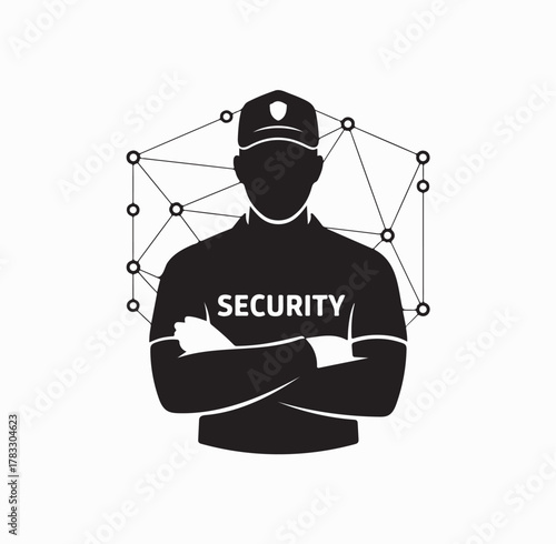 Security guard network connection concept vector