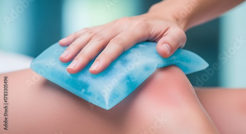 Applying Ice Pack to Knee for Pain Relief Cold Therapy
