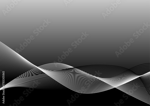 黒背景に白の流線が交差するシックな背景素材
