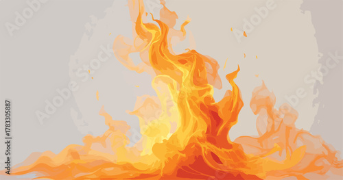 Ilustração vetorial vibrante de chamas ardentes e calor intenso, evocando energia e paixão em um design dinâmico.