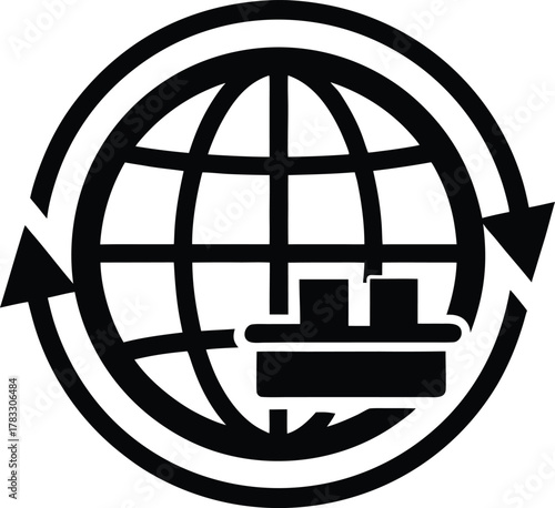 Global trade and business logistics icon set for export and import companies