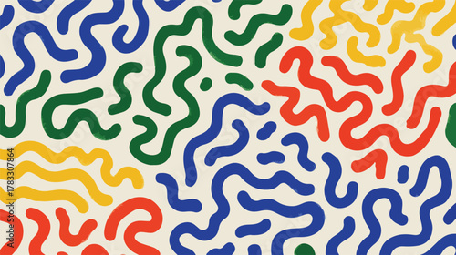 Padrão abstrato vibrante e dinâmico com linhas onduladas coloridas, ideal para fundos modernos e design gráfico.