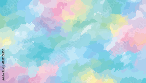 Fundo abstrato em aquarela com manchas suaves em tons pastéis de azul, rosa e verde, ideal para design.